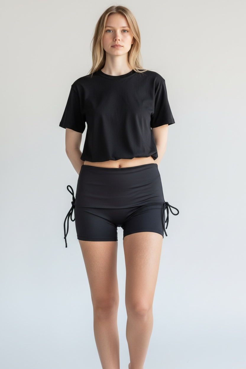 HIGH-WAIST DRAW STRING SPORT SHORTS